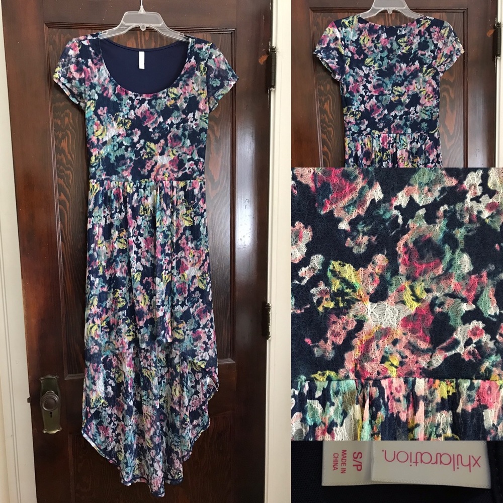 Floral lace high low dress